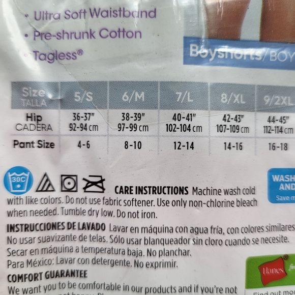 HANES Tagless Cotton Boyshorts 6 Pack Women's Size 5 or Small (NWT) - Picture 6 of 7
